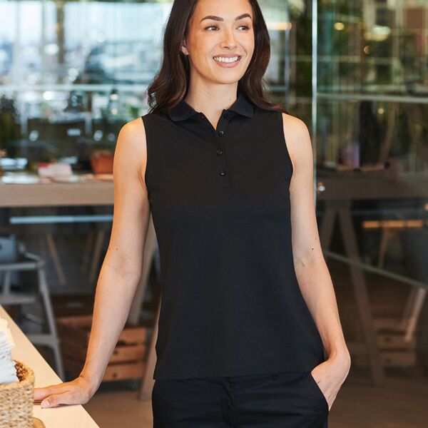 Henbury Ladies Sleeveless Coolplus® Polo Shirt Thumbnail