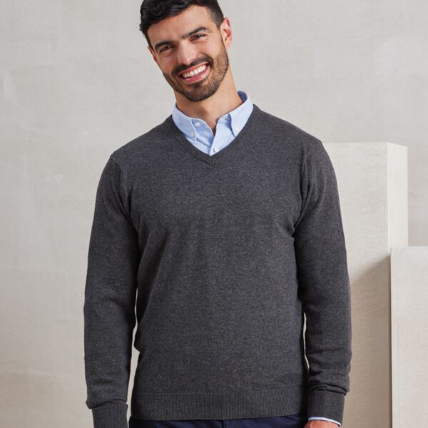 Premier Knitted Cotton Acrylic V Neck Sweater Thumbnail